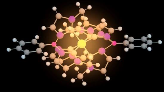 Illustration över en järnmolekyl.