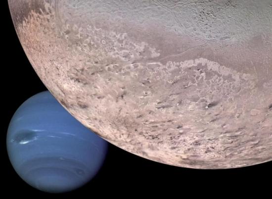 IRF kan få möjligheten att utforska Neptuns och Triton (bilden är ett montage).