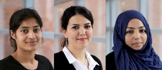 Sneha Goel, Paria Karimi och Tahira Raza är tre av de kvinnliga doktoranderna inom produktionsteknik.
