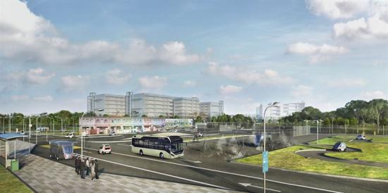 Volvo ska testa självkörande bussar vid Singapores nya testalänggning för autonoma fordon.