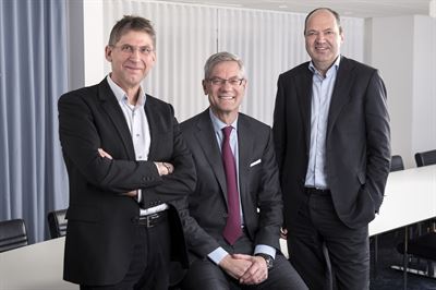 HYBRIT-partners: Jan Moström, vd och koncernchef LKAB, Martin Lindqvist, vd och koncernchef på SSAB och Magnus Hall, vd och koncernchef på Vattenfall.HY