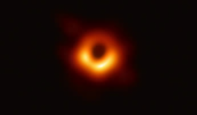 Radiobild av det svarta hålet i galaxen M87.
