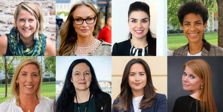 SSWS talare i oktober. &Ouml;vre raden f v: Carolina Jonnor, Tuva Palm, Leila Karchaoui och Diana Paz. Nedre raden f v: Jeanette Lilja, Helena Lönegård, Apollonia San Contreras och Christina Persson.