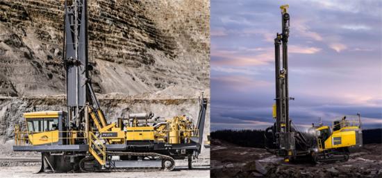 En Epiroc Pit Viper 271 och en SmartROC D65, borriggsmodellerna som Rio Tinto har beställt för användning i Pilbara, Australien.