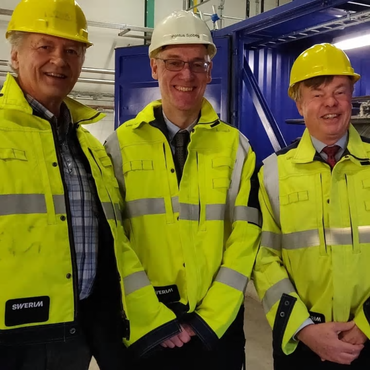 Regionråd Nils-Olof Lindfors, vd Pontus Sjöberg, Swerim och Norrbottens landshövding Björn O. Nilsson.