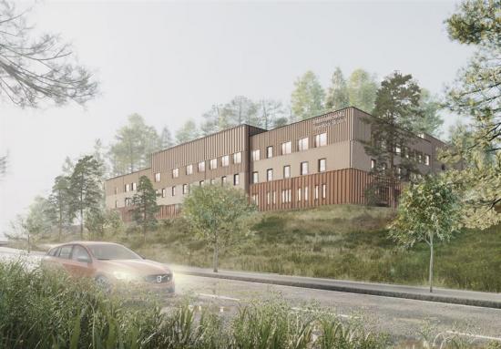 Arkitektbild på fasaden, arkitekt Cage Cooper, Street Monkey Architects.