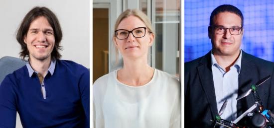 Marcus Liwicki, Josefine Enman och George Nikolakopoulos, vid Luleå tekniska universitet.