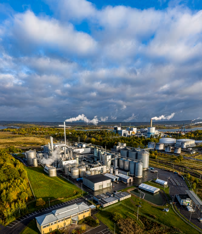 Flygfoto över anläggningen i Norrköping.