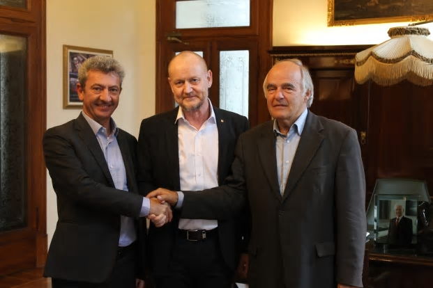 Fr. v. Marco Camozzi, MD för Camozzi SpA, Mats Nilsson, VD Hydroscand Group och Kai Ovesson, VD Camozzi Scandinavia.