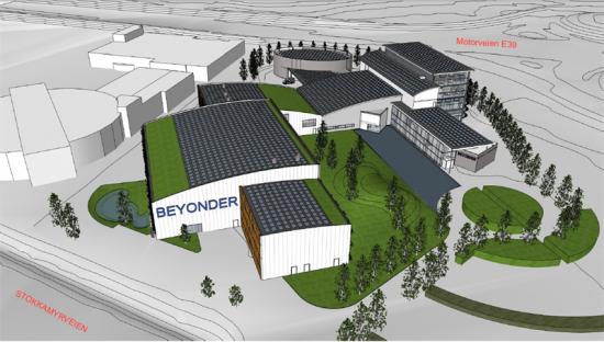 Arkitektbild över pilotfabriken.