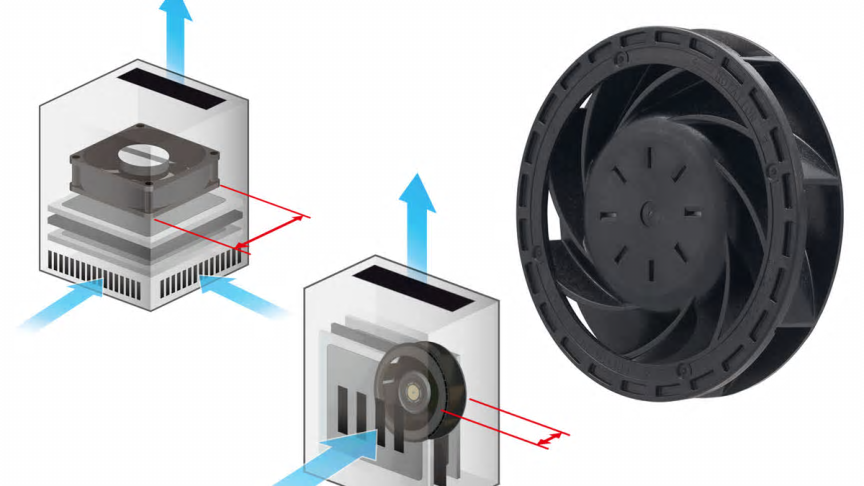 Kompakt och tunn centrifugalfläkt från Sanyo Denki.