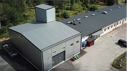 Lesjöfors nya lagerbyggnad i Nordmarkshyttan.