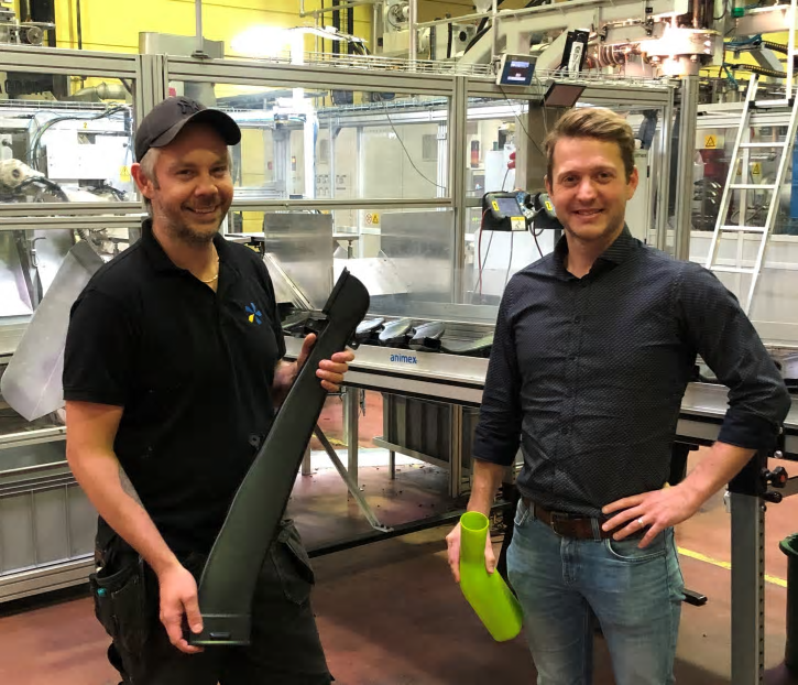 Processtekniker Mikael Nyberg (tv) och platschef Daniel Krusebrant (th).
