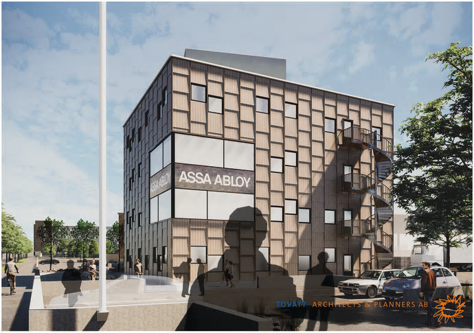ASSA ABLOY Opening Solutions bygger en ny fabrik i Eskilstuna (bilden är en illustartion).