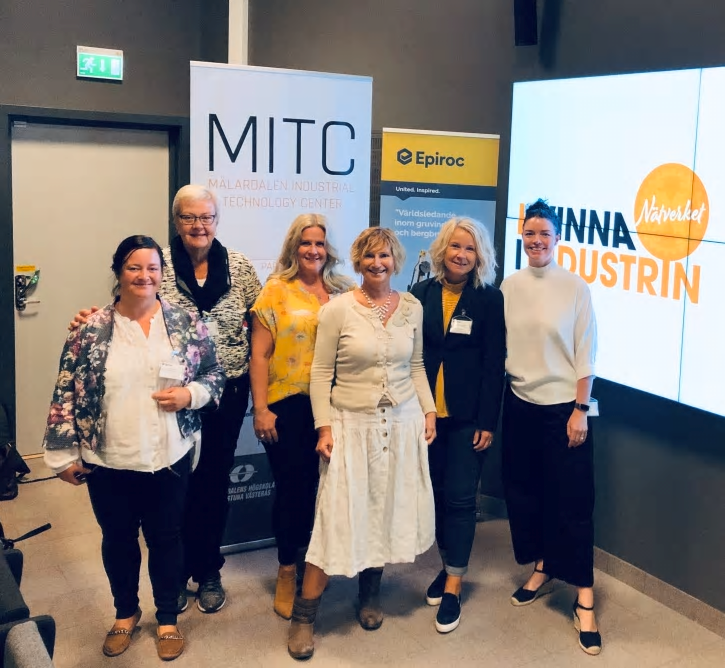 Från vänster: Anna Töndel Alfred Nobel Science Park, Birgitta Ewerlöf Birgo, Ulrika Strand MITC, Gabriella Mast Weggeman MDH, Gabriella Banehag FKG/Elmia samt Anna Bird MITC/MDH.
