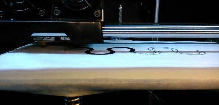 Ett polymert elektriskt ledande material skrivs direkt ut på textilen.