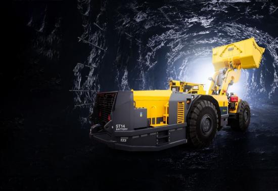 Epirocs Scooptram ST14 Battery lastare är del av ordern från Ivanplats i Sydafrika (bilden är ett montage).
