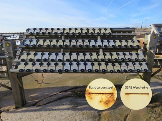 Tester på Bohus Malmön visar att SSAB Weathering färgbelagda stål är effektivt mot korrosion.