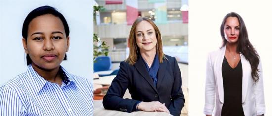 Betelhem Dessie, Caroline Farberger och Lora Haddock.