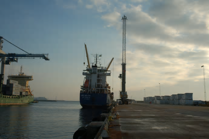 Ombyggnation av kaj 903, en omfattande investering som genomfördes under 2016. <br /><br />Bild: Helsingborgs Hamn
